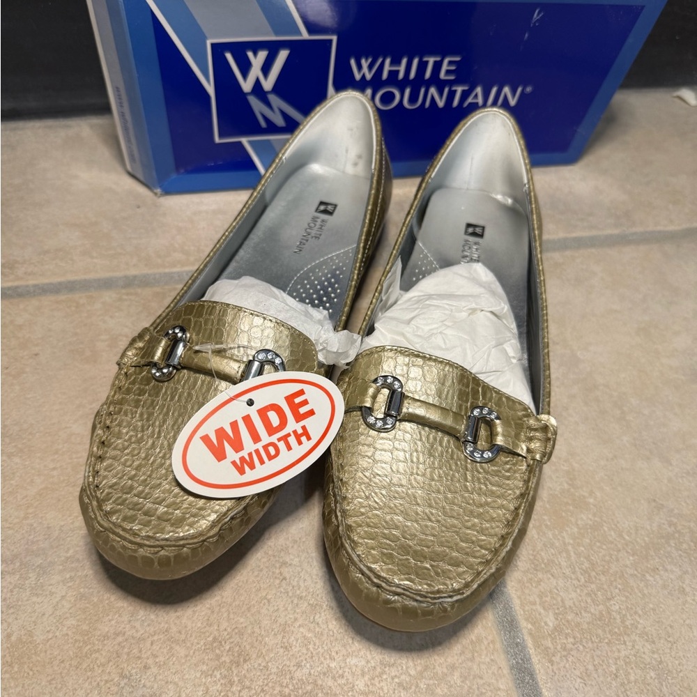 White Mountain Gold Flats with Horsebit Detail